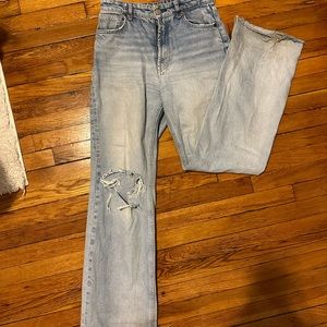 ZARA Extra Long High-Rise Light Blue Jeans